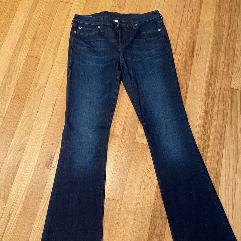 TRUE RELIGION SIZE 28 JEANS DARK RINSE - BOOT CUT NWOT